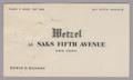 Text: [Business Card for Edwin D. Schanz of Metzel at Saks Fifth Avenue]
