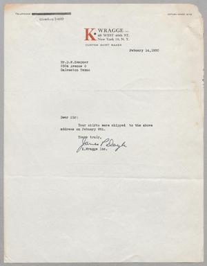 [Letter from K. Wragge to Daniel W. Kempner, February 14, 1950]