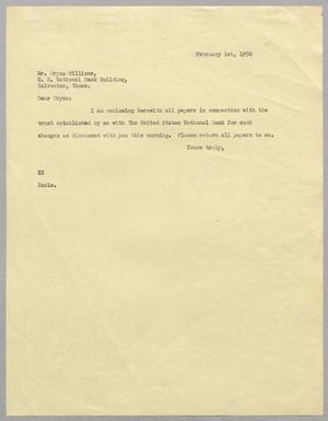 [Letter from Daniel W. Kempner to Bryan Williams, February 1, 1950]