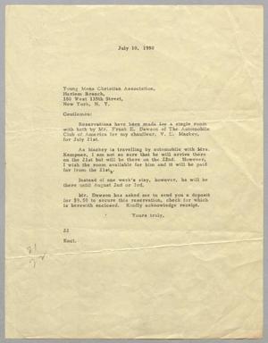 [Letter from Daniel W. Kempner to Young Men's Christian Association, July 10, 1950]