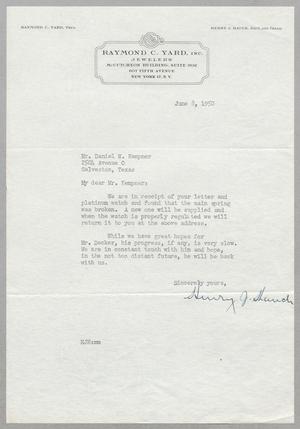 [Letter from Raymond C. Yard to Daniel W. Kempner, June 8, 1950]