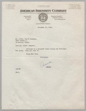 [Letter from Armand to Mr. and Mrs. Dan W. Kempner, December 27, 1951]