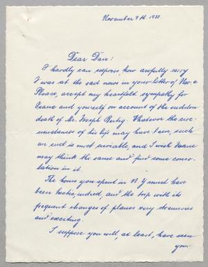 [Letter from Rosa Anspach to Daniel W. Kempner, November 9, 1957]