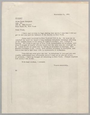 [Letter from D. W. Kempner to Rosa Anspach, November 6, 1951]