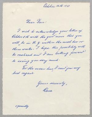[Letter from Rosa Anspach to Daniel W. Kempner, October 16, 1957]