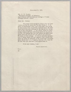 [Letter from D. W. Kempner to C. D. Ownby, November 5, 1951]