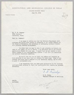 [Letter from C. D. Ownby to D. W. Kempner, June 20, 1951]