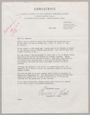 [Letter from Chauncey D. Leake to Daniel W. Kempner, June 1951]