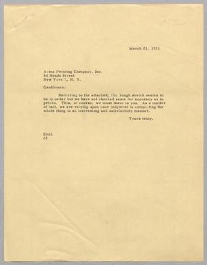 [Letter from Daniel W. Kempner to Aetna Printing Company, Inc., March 21, 1951]