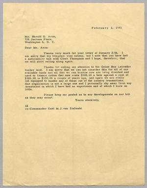 [Letter from Daniel W. Kempner to Harold G. Aron, February 2, 1951]