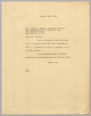 [Letter from Daniel W. Kempner to Mr. Franke E. Dawson, January 15, 1951]