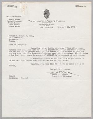 [Letter from Frank E. Dawson to Daniel W. Kempner, January 11, 1951]