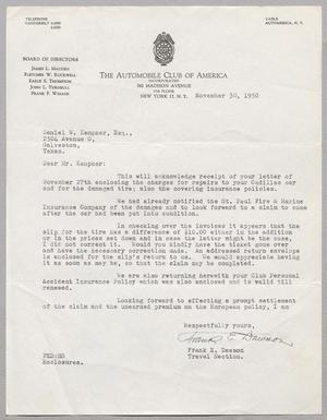 [Letter from Frank E. Dawson to Daniel W. Kempner, November 30, 1950]