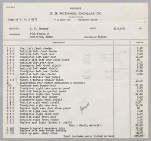 [Invoice for Car Services, November 1950]