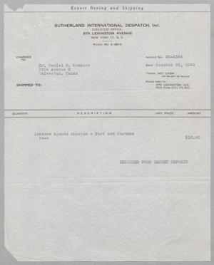 [Invoice for Port and Customs Fees, October 1950]