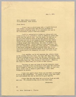 [Letter from Daniel W. Kempner to Mary Stevens Baird, May 1, 1951]