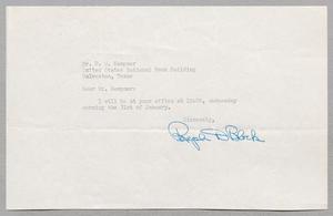 [Letter from Ralph D. Block to Daniel W. Kempner, January 1951]
