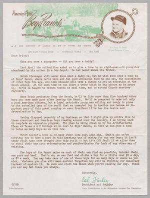 [Letter from Boys' Ranch, 1951]