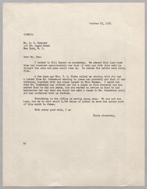[Letter from A. H. Blackshear Jr. to Daniel W. Kempner, October 27, 1951]