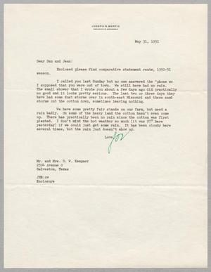 [Letter from Joe R. Bertig to Daniel and Jean Kempner, May 31, 1951]