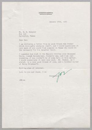 [Letter from Joseph Bertig to Daniel W. Kempner, January 26, 1951]