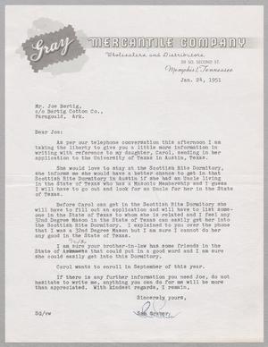 [Letter from Sam Graber to Joesph Bertig, January 24, 1951]