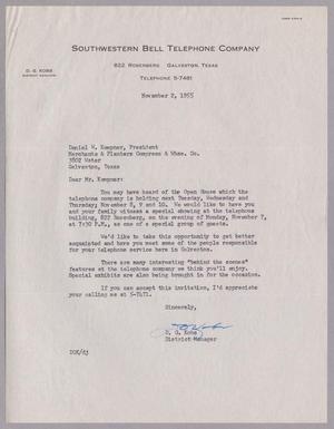 [Letter from D. G. Kobs to Daniel W. Kempner, November 2, 1955]