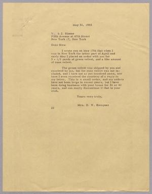 [Letter from Jeane Kempner to W. & J. Sloane, May 30, 1955]