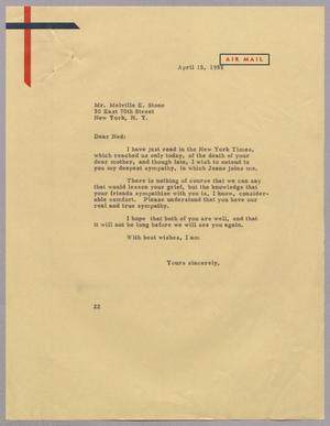[Letter from D. W. Kempner to Melville E. Stone, April 15, 1955]