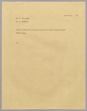 [Letter from D. W. Kempner to M. J. Sullivan, March 21, 1955]
