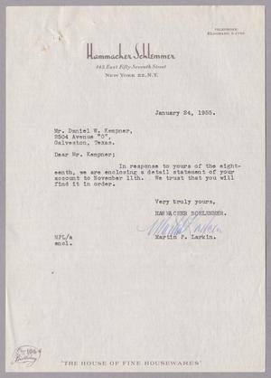 [Letter from Martin P. Larkin to D. W. Kempner, January 24, 1955]