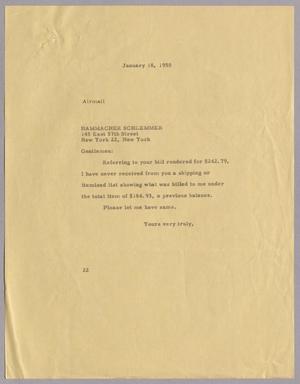 [Letter from D. W. Kempner to Hammacher Schlemmer, January 18, 1955]