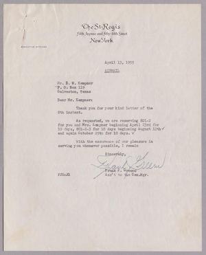 [Letter from Frank J. Greene to D. W. Kempner, April 13, 1955]