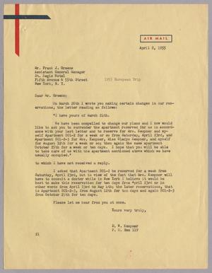 [Letter from D. W. Kempner to Frank J. Greene, April 8,1955]