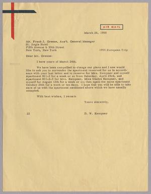 [Letter from D. W. Kempner to Frank J. Greene, March 26, 1955]