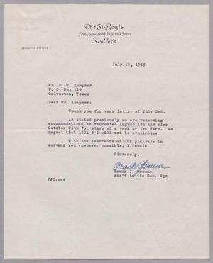 [Letter from Frank J. Greene to D. W. Kempner, July 12, 1955]