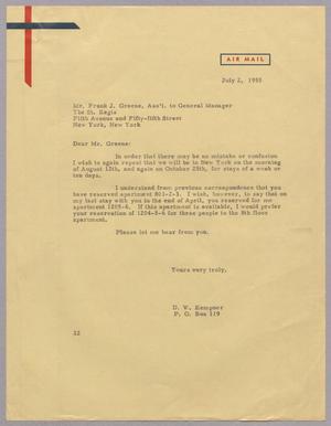[Letter from D. W. Kempner to Frank J. Greene, July 2, 1955]