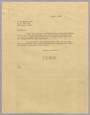 [Letter from Turf Athletic Club to D. W. Kempner, July 6, 1955]