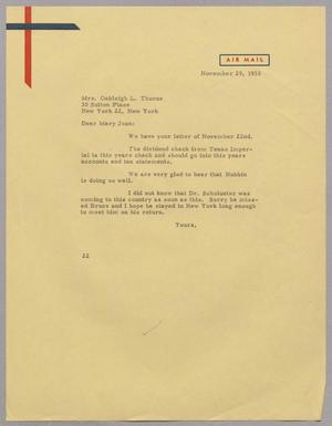 [Letter from Daniel W. Kempner to Mrs. Oakleigh L. Thorne, November 29, 1955]