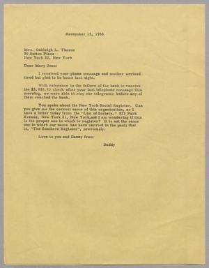 [Letter from Daniel W. Kempner to Mary Jeane Kempner Thorne, November 15, 1955]