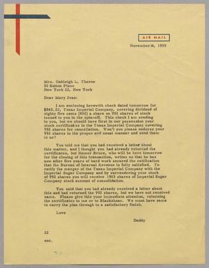 [Letter from Daniel W. Kempner to Mary Jean Thorne, November 14, 1955]