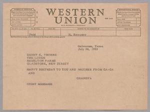 [Telegram from Daniel W. Kempner to Daniel K. Thorne, July 24, 1955]