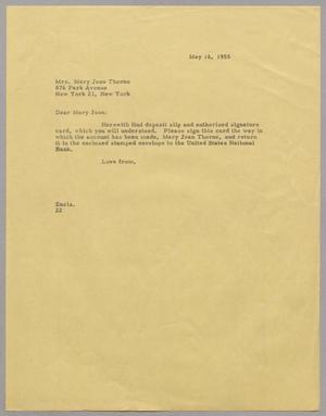 [Letter from D. W. Kempner to Mary Jean Kempner, May 16, 1955]