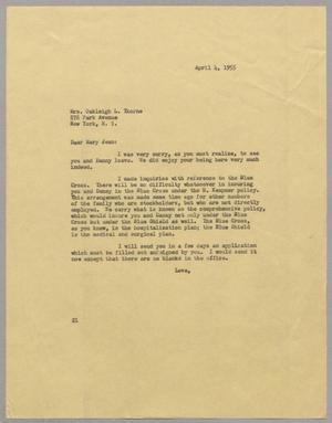 [Letter from Daniel W. Kempner to Mary Jean Thorne, April 4, 1955]