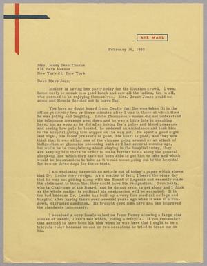 [Letter from Daniel W. Kempner to Mary Jean Thorne, February 16, 1955]