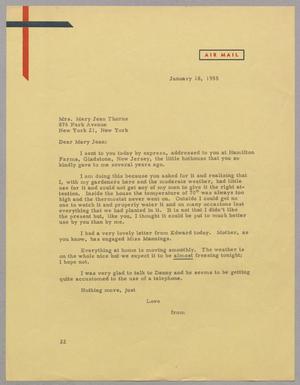 [Letter from Daniel W. Kempner to Mary Jean Thorne, January 18, 1955]