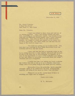 [Letter from Daniel W. Kempner to Dr. Bruce Webster, December 8, 1955]