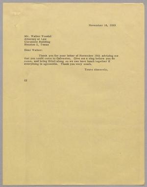 [Letter from Daniel W. Kempner to Walter F. Woodul, November 18, 1955]