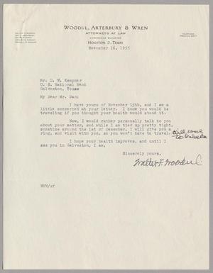 [Letter from Walter F. Woodul to Daniel W. Kempner, November 16, 1955]