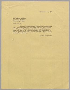 [Letter from Daniel W. Kempner to Walter F. Woodul, November 15, 1955]